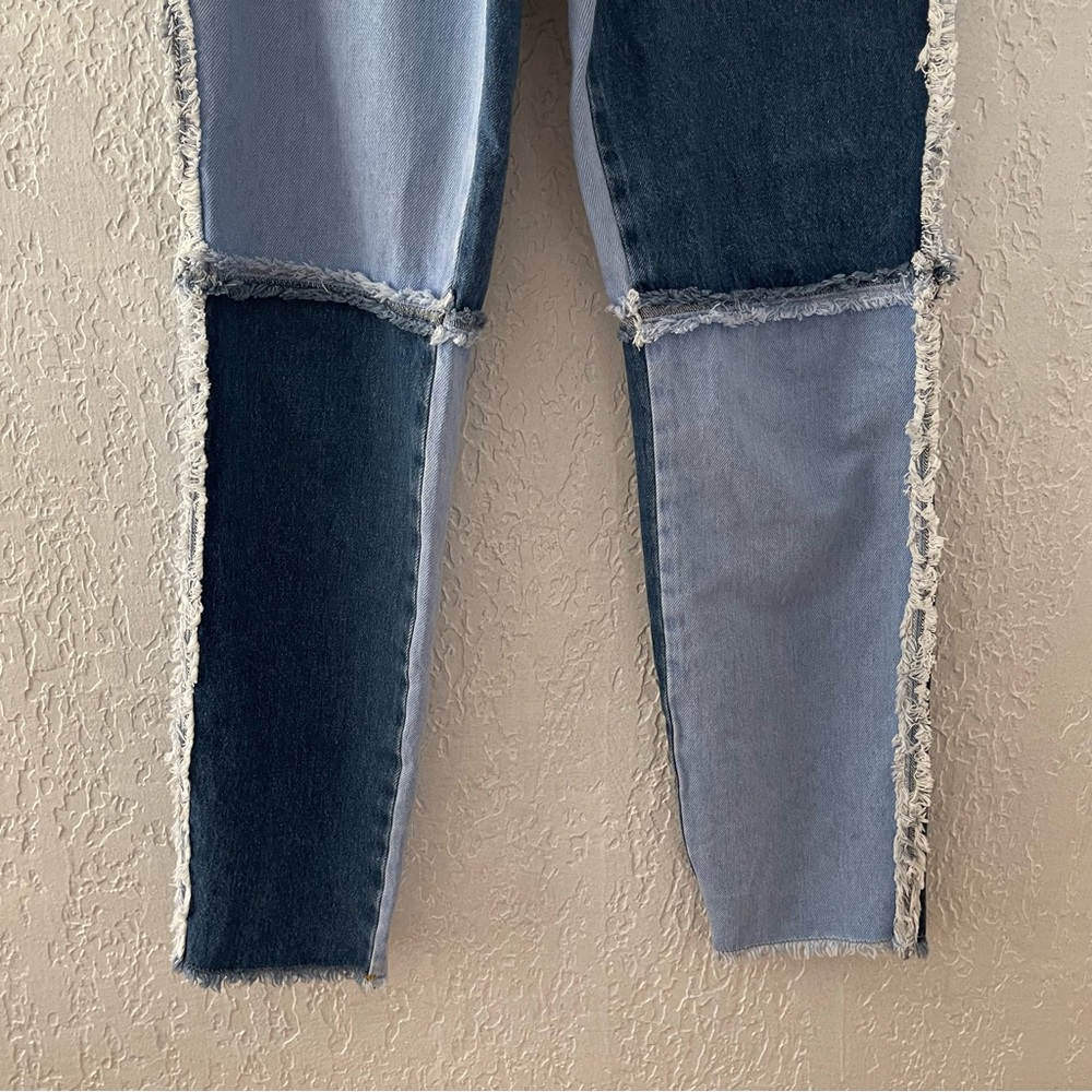 Ragged Priest Mom Jeans Pant High Equilibrium Patchwork Denim Tapered Indigo - Picture 8 of 14